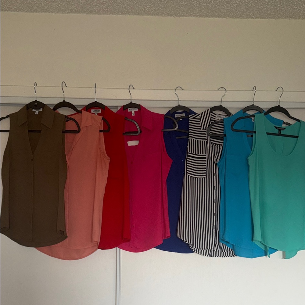 Express Women's Sleeveless Dress Collection - olive, Pink, Red, aqua, Blue